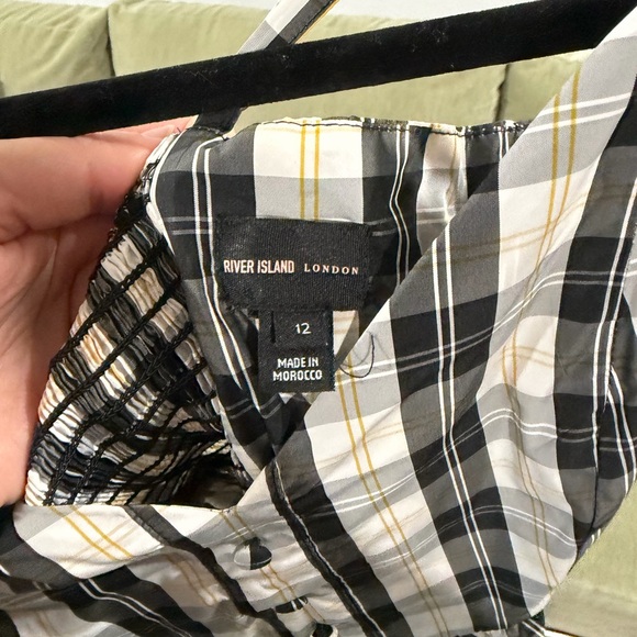 River Island Black and White Checkered Midi Dress - Picture 3 of 3